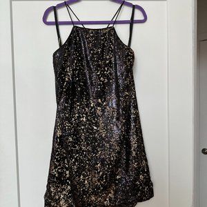 Shoshanna Sequin Spaghetti Strap Shift Mini Dress